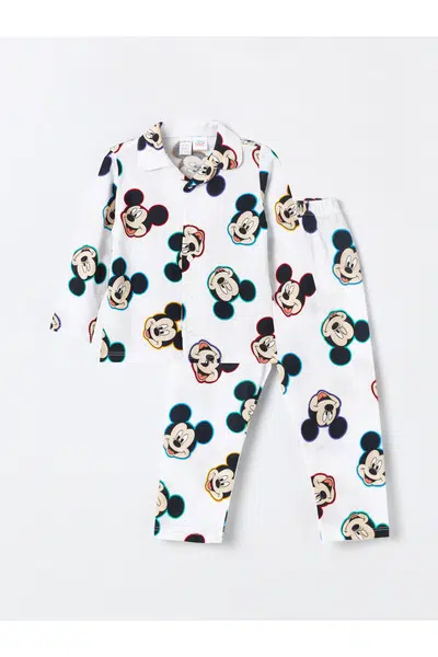 LC Waikiki Shirt Collar Long Sleeve Mickey Mouse Printed Baby Boy Pajamas Suit