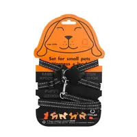 Nylonový postroj pre mačky a malé zvieratá s vodítkom čierny