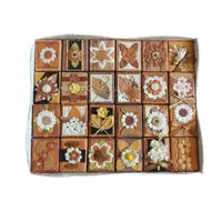 Krabičky na podnose z ručného papiera Hnedé kvety-MOVEO