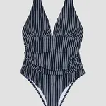 Dámske jednodielne plavky s prúžkami