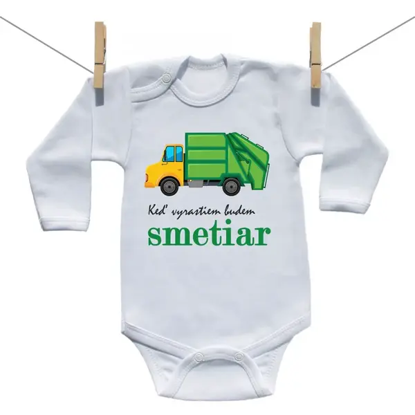 Boodyy Body s dlhým rukávom Keď vyrastiem budem smetiar 80 (9-12 mesiacov)