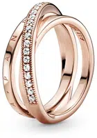 Pandora Bronzový propletený prsten se zirkony Pavé 189057C01 58 mm