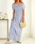 Resti Blue women's maxi dress with floral print- Clothing