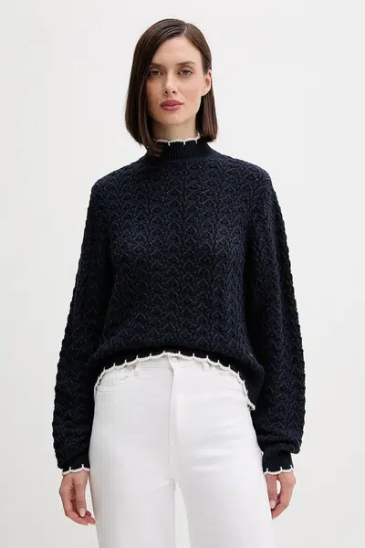 Svetr Pepe Jeans dámský, tmavomodrá barva, s pologolfem, PL7000016