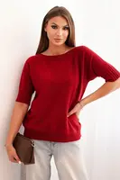 Kesi Włoski Dámský svetr z viskózy s krátkým rukávem bordový