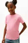 Dětské bavlněné tričko Tommy Hilfiger růžová barva, s potiskem, KS0KS00661