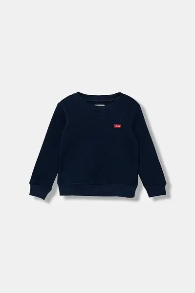 Dětská mikina Levi's MINI LOGO CREWNECK SWEATSH tmavomodrá barva, hladká, 8EE331