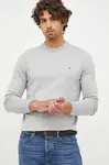 Svetr s příměsí kašmíru Tommy Hilfiger pánský, šedá barva, lehký