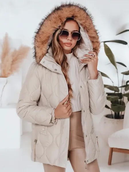 Dámská zimní bunda LUMORE s kapucí khaki