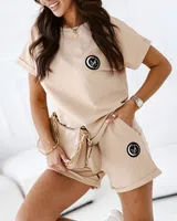 Resti Cotton two-piece women's sports set with shorts and t-shirt