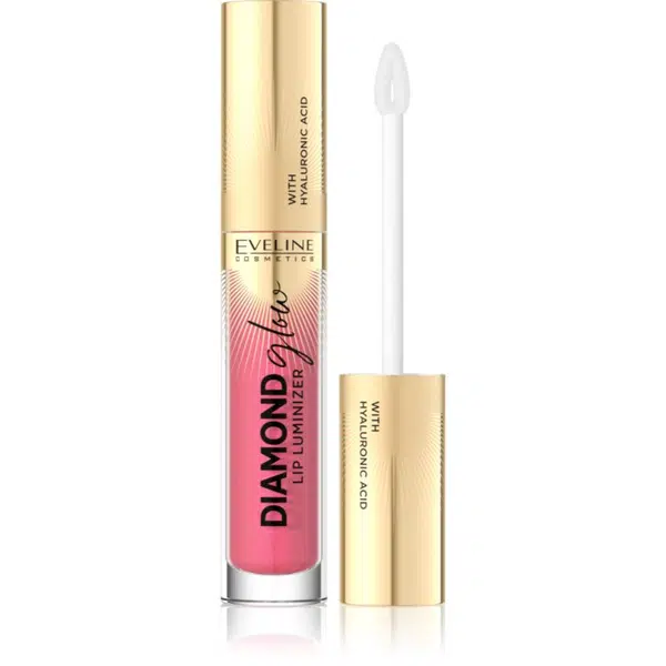 Eveline Cosmetics Diamond Glow trblietavý lesk na pery s kyselinou hyalurónovou odtieň 09 Peach Dream 4.5 ml