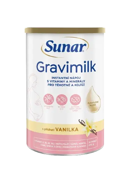 SUNAR Gravimilk s príchuťou vanilka pre tehotné a dojčiace ženy 450 g