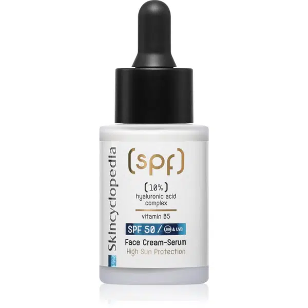 Skincyclopedia 10% Hyaluronic Acid Complex + Vitamin B5 krémové sérum SPF 50 30 ml