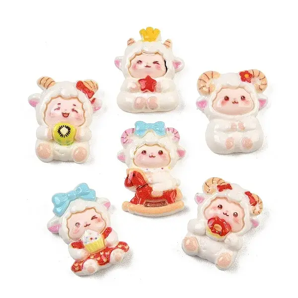 Lamb Theme Opaque Resin Cabochons