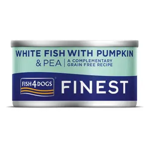 FISH4DOGS Konzerva pro psy Finest bílá ryba s dýní a hráškem 85 g