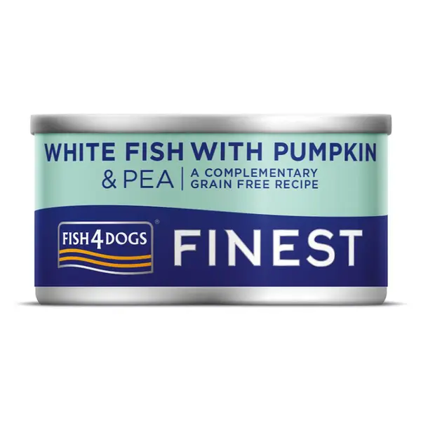 FISH4DOGS Konzerva pro psy Finest bílá ryba s dýní a hráškem 85 g