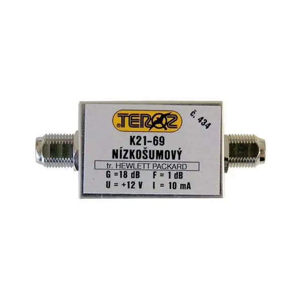 Anténní zesilovač TEROZ 434X, UHF, G20dB, F1,0dB, U98dBµV, F-F