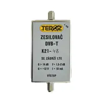 Anténní zesilovač TEROZ 496X, UHF K21 až 48, filtr 5G, LTE, GSM, G14dB, F2dB, U95dBμV, F-F