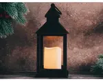 Lucerna s LED svíčkou 23 cm, černá
