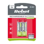 Baterie AA (R06) nabíjecí 1,2V/2600mAh REBEL 2ks / blistr BAT2003