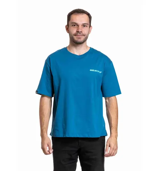 Meatfly unisex tričko T-Cat Super Teal | Modrá | Velikost S/M | 100% bavlna