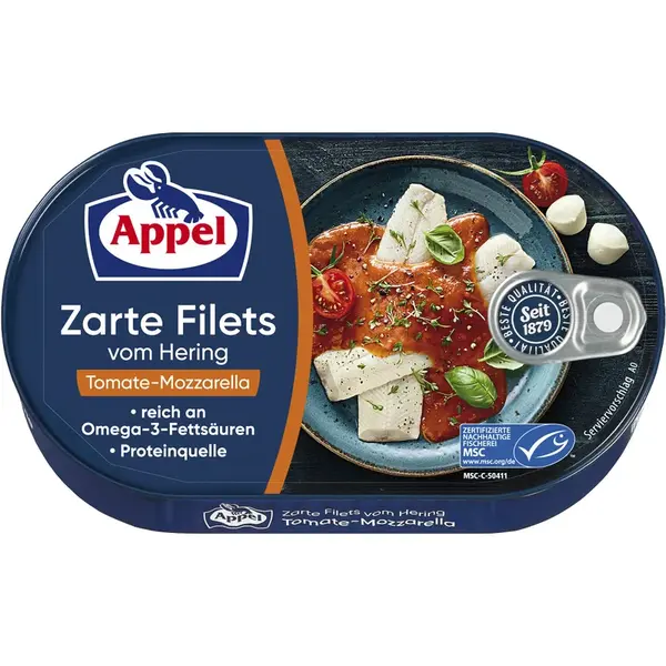 APPEL Filety ze sleďů v rajčatovo-mozzarellové omáčce 200 g