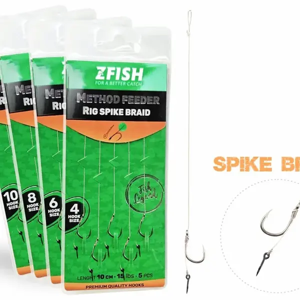 Zfish návazec method feeder rig spike braid 10 cm 5 ks - velikost háčku 6