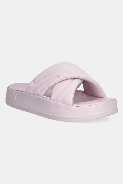 Pantofle Puma Leadcat Platform dámské, růžová barva, na platformě, 400340