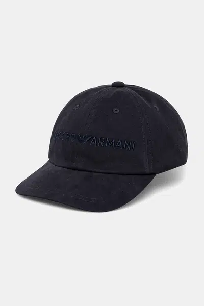 Bavlněná baseballová čepice Emporio Armani tmavomodrá barva, s aplikací, EM001319 AF14032