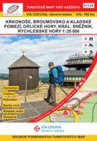 VIA CZECHIA - Severní stezka, BOX 3, S13-20 Krkonoše-Rychlebské hory 1 : 25 000, 476. – 785. km Severní stezky (pěší varianta); Harrachov - Trutnov - 