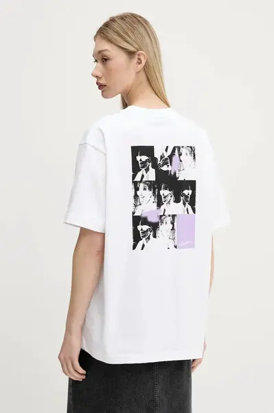 Bavlněné tričko Karl Lagerfeld Jeans dámské, bílá barva, A3W17053