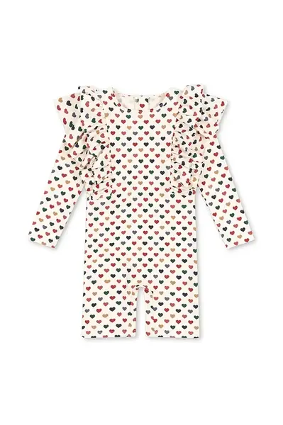 Kojenecké plavky Konges Sløjd MANUCA FRILL ONESIE GRS béžová barva, KS102511