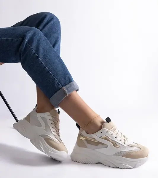 Gemre Beige-gold women's sneakers Milenka