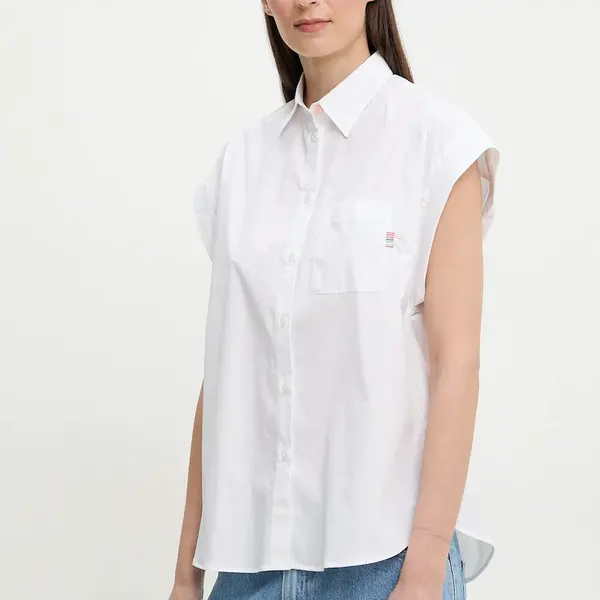 Bavlněná košile PS Paul Smith bílá barva, relaxed, s klasickým límcem, W2R.341B.P21598