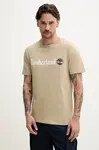 Bavlněné tričko Timberland béžová barva, s potiskem, TB0A5UPQDH41