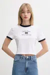 Bavlněné tričko Calvin Klein Jeans dámské, bílá barva, LV047B808G