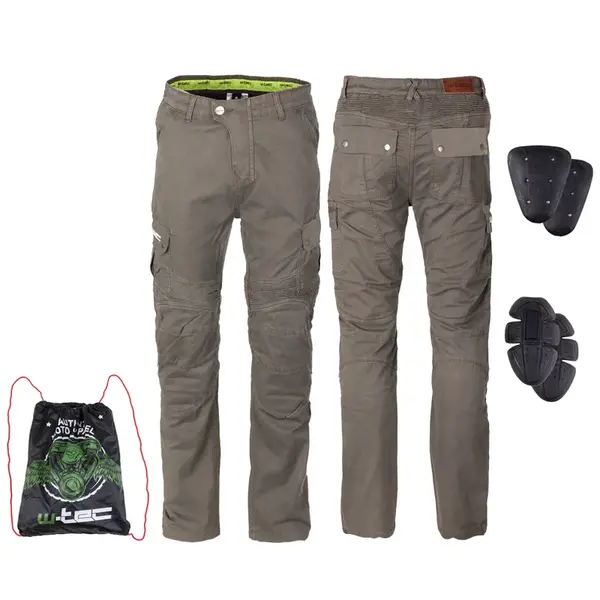 Pánské moto kalhoty W-TEC Shoota olivově zelená 5XL