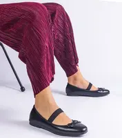 Gemre Black ballet flats with elastic and decorative bow Newton