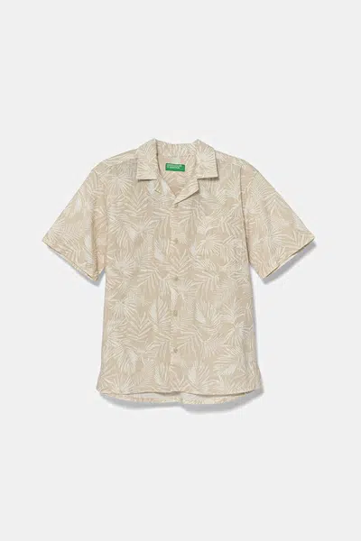 Dětská bavlněná košile United Colors of Benetton béžová barva, 5OUGCQ03U