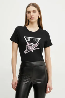 Bavlněné tričko Guess černá barva, W5GI05 I3Z14