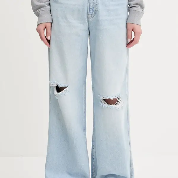 Džíny Tommy Jeans dámské, modrá barva, DW0DW21281