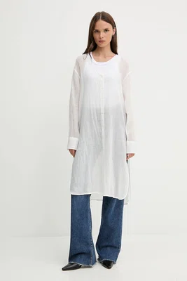 Šaty Sisley bílá barva, mini, oversize, 5XJZLQ096
