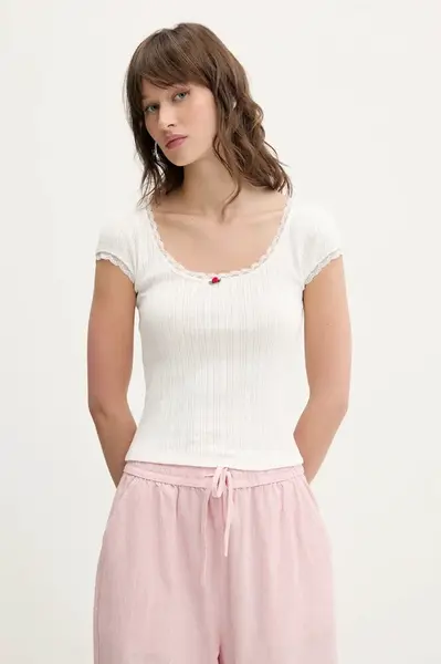 Bavlněné tričko Tommy Jeans bílá barva, DW0DW20621