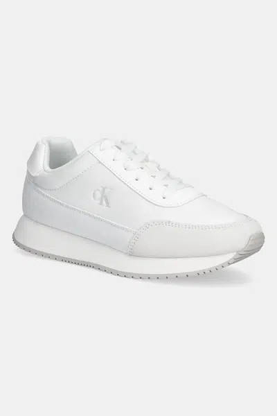 Sneakers boty Calvin Klein Jeans RETRO RUNNER LOW LACEUP CANVAS bílá barva, YW0YW01888