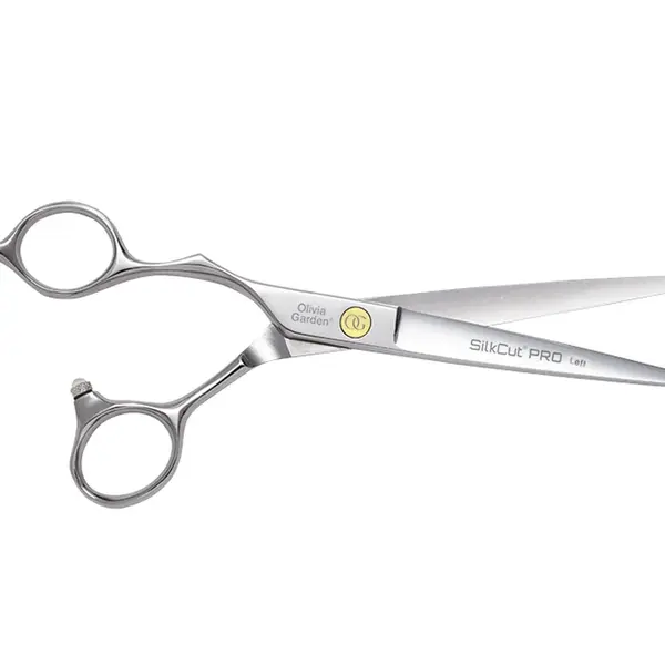 Kadeřnické nůžky pro leváky Olivia Garden SilkCut Pro 6,5" - stříbrné (SI-PRO6.50L) + dárek zdarma