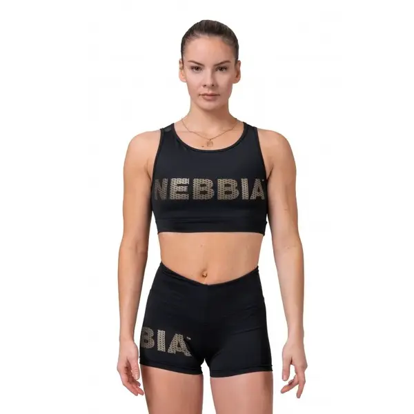 Dámský mini top Nebbia Gold Mesh 830 Black XS