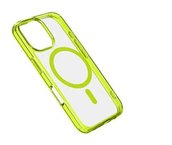 Zadní kryt Cellularline Iconic Mag s podporou Magsafe pro Apple iPhone 16 Pro Max, transparentní / zelená