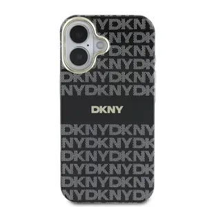 Zadní kryt DKNY PC/TPU Repeat Pattern Tonal Stripe Magsafe pro Apple iPhone 16, černá