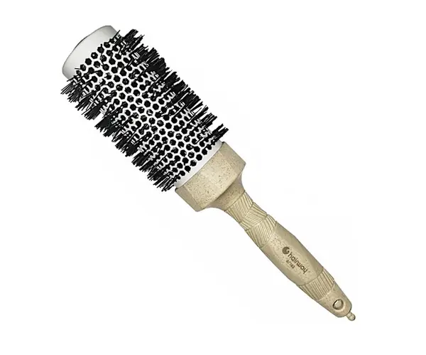 Kulatý kartáč z organického materiálu s nylonovými štětinami Hairway Organica - krémový, 44 mm (07163) + dárek zdarma