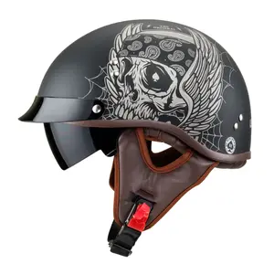Retro přilba W-TEC Black Heart Longroad Wings Skull M (57-58)